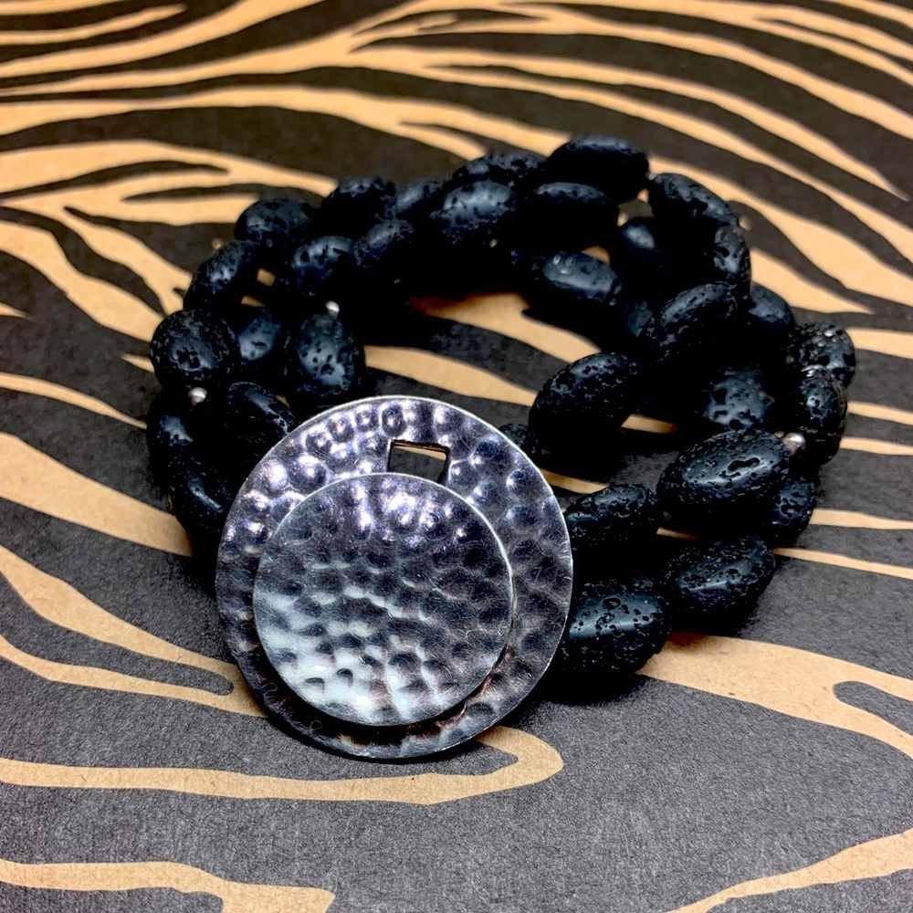 Silpada Sterling Silver Black Lava Bead Bracelet